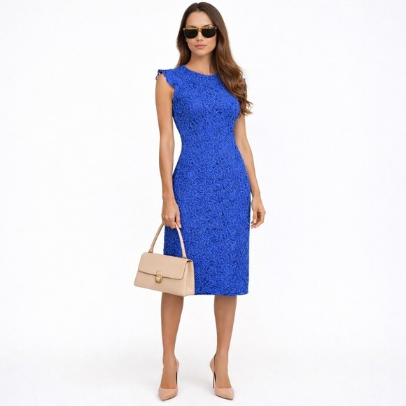 Zara Dresses & Skirts - Zara Cobalt Lace Sheath Dress